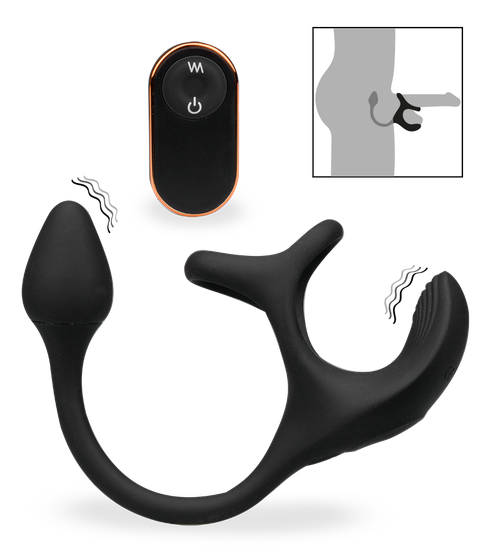 Fast triple cock ring with ball massager and butt plug