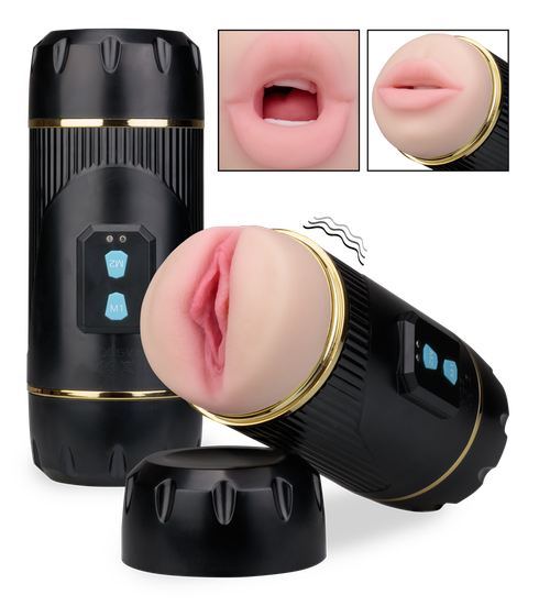 Wild vibrating mouth and pussy masturbator