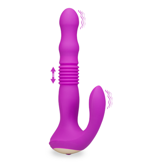 Finn vibrating and thrusting butt plug