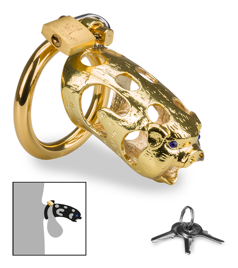 Golden Pig Chinese zodiac penis chastity cage