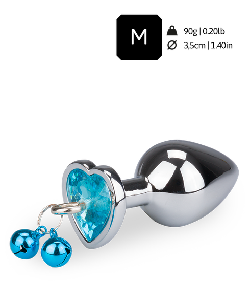 Heart-shaped rosebud anal jewel with bells